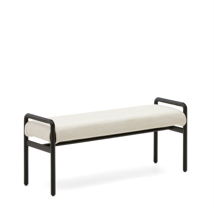 KAVE HOME Macaret bnk med aftageligt betrk massivt egetr med sort finish 120 cm FSC Mix Credit