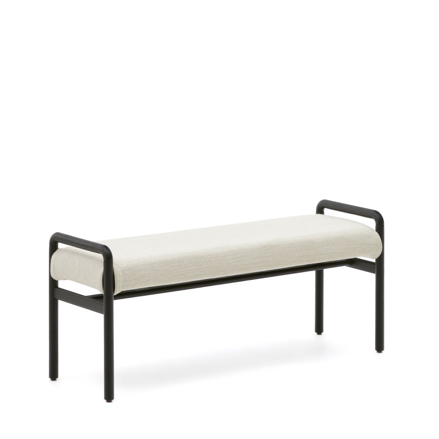 KAVE HOME Macaret bnk med aftageligt betrk massivt egetr med sort finish 120 cm FSC Mix Credit