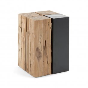 KAVE HOME Ognak sidebord - natur teaktr og metal, kvadratisk (29x29)