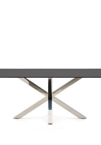 KAVE HOME Argo spisebord, rektangulr - sort glas og rustfri stl (200x100)