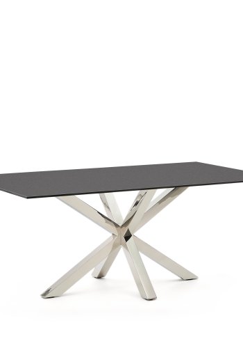 KAVE HOME Argo spisebord, rektangulr - sort glas og rustfri stl (200x100)