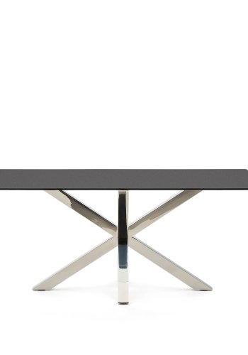 KAVE HOME Argo spisebord, rektangulr - matteret sort glas og rustfri stl (180x100)