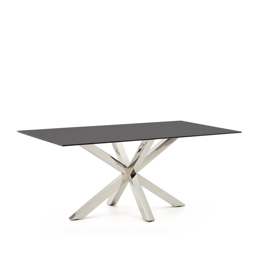 KAVE HOME Argo spisebord, rektangulr - matteret sort glas og rustfri stl (180x100)