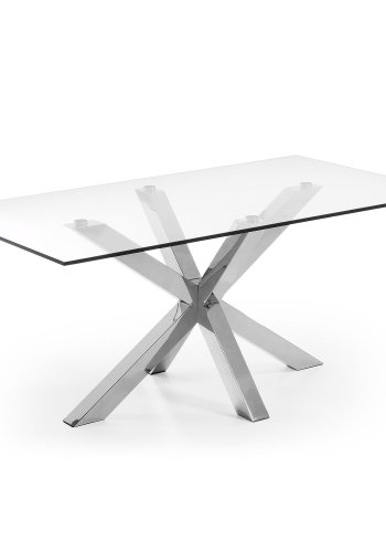 KAVE HOME Argo spisebord, rektangulr - klar glas og slv stl (180x100)