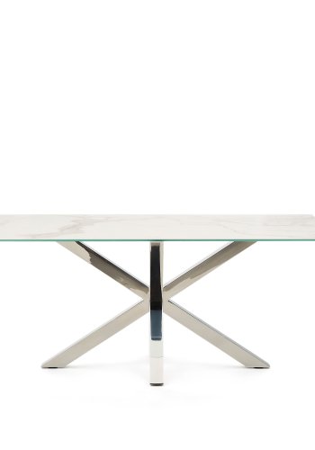 KAVE HOME Argo spisebord, rektangulr - hvid Kalos porceln og rustfri stl (180x100)