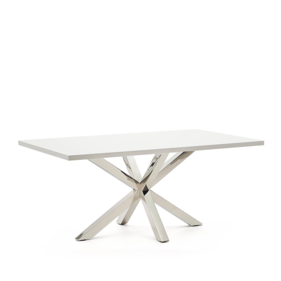KAVE HOME Argo spisebord, rektangulr - hvid melamin og rustfri stl (180x100)
