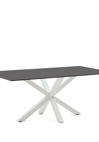 KAVE HOME Argo spisebord, rektangulr - matteret sort glas og hvid stl (200x100)