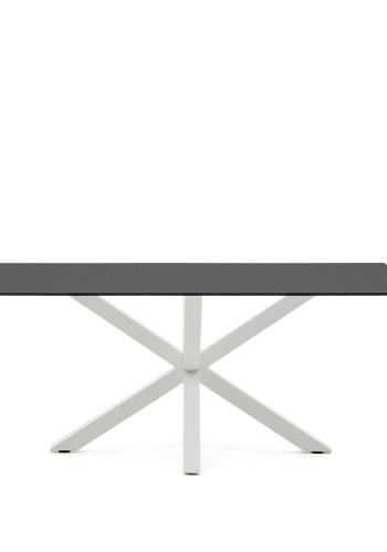 KAVE HOME Argo spisebord, rektangulr - matteret sort glas og hvid stl (180x100)