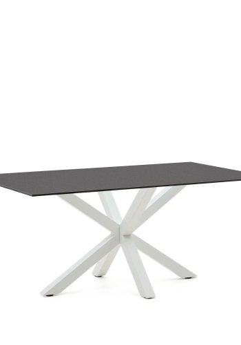 KAVE HOME Argo spisebord, rektangulr - matteret sort glas og hvid stl (180x100)
