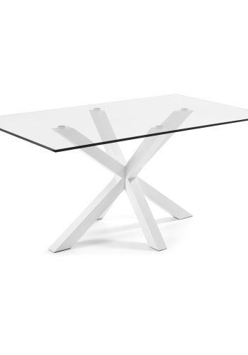 KAVE HOME Argo spisebord, rektangulr - klar glas og hvid stl (180x100)