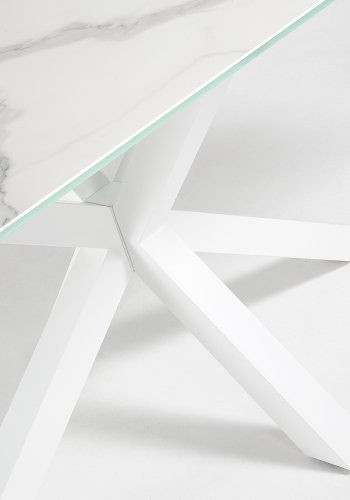 KAVE HOME Argo spisebord, rektangulr - hvid porceln og hvid stl (180x100)
