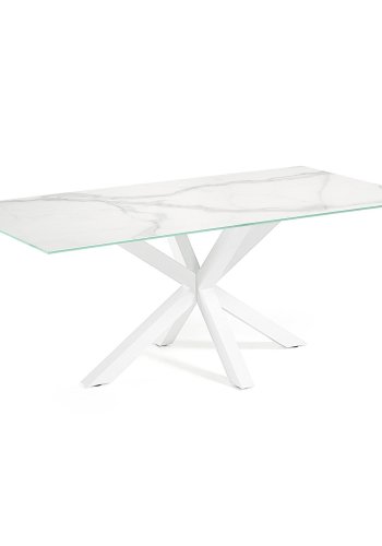 KAVE HOME Argo spisebord, rektangulr - hvid porceln og hvid stl (180x100)