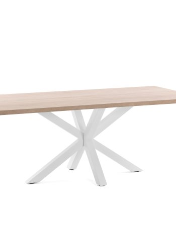 KAVE HOME Argo spisebord, rektangulr - natur melamin og hvid stl (180x100)