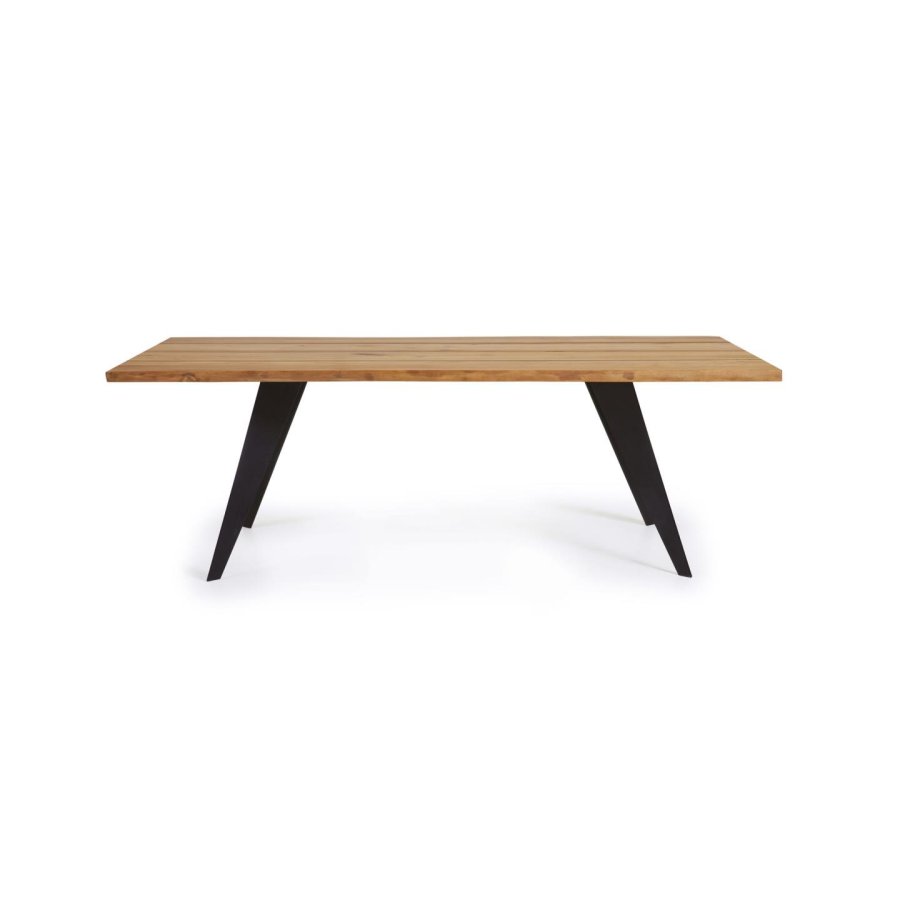 KAVE HOME Koda egefinerbord med naturlig finish og stlben med sort finish 160 x 90 cm