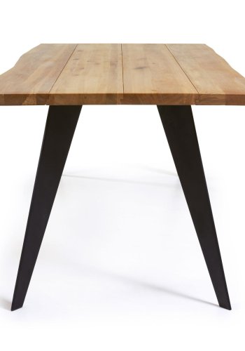 KAVE HOME Koda egefinerbord med naturlig finish og stlben med sort finish 160 x 90 cm