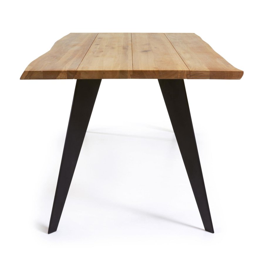 KAVE HOME Koda egefinerbord med naturlig finish og stlben med sort finish 160 x 90 cm