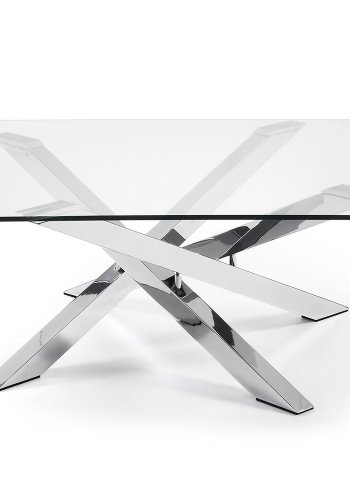 KAVE HOME Mikado sofabord - klar glas og slv stl (90x90)