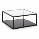 KAVE HOME Greenhill sofabord, m. hylde - klar glas og sort stl (80x80)