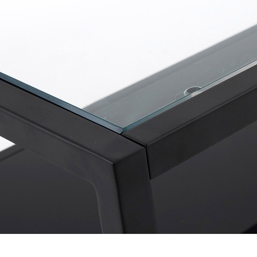 KAVE HOME Greenhill sofabord, m. hylde - klar glas og sort stl (110x60)