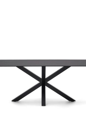 KAVE HOME Argo spisebord, rektangulr - matteret sort glas og sort stl (200x100)