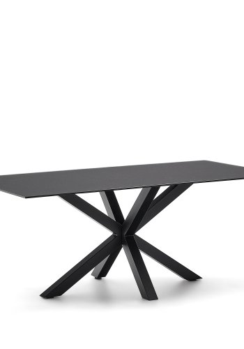 KAVE HOME Argo spisebord, rektangulr - matteret sort glas og sort stl (200x100)