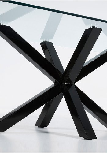 KAVE HOME Arya spisebord - klar glas og sort stl (200x100)