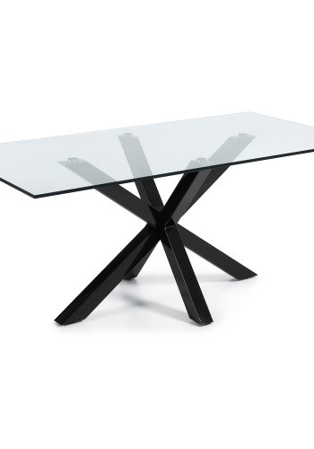 KAVE HOME Arya spisebord - klar glas og sort stl (200x100)