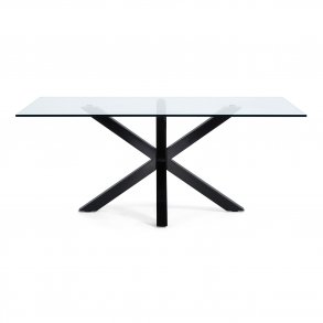 KAVE HOME Arya spisebord - klar glas og sort stl (200x100)