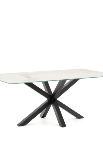 KAVE HOME Argo spisebord, rektangulr - hvid Kalos porceln og sort stl (200x100)