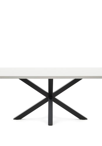 KAVE HOME Argo spisebord, rektangulr - hvid melamin og sort stl (200x100)