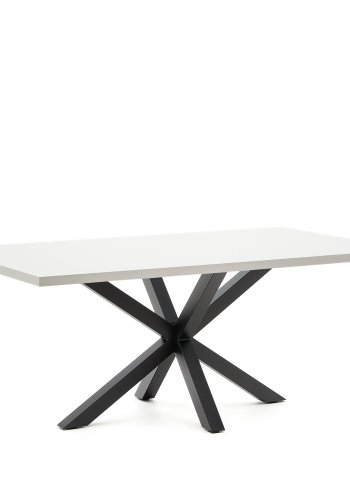 KAVE HOME Argo spisebord, rektangulr - hvid melamin og sort stl (200x100)