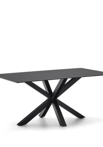 KAVE HOME Argo spisebord, rektangulr - matteret sort glas og sort stl (180x100)