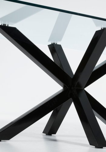 KAVE HOME Argo spisebord, rektangulr - klar glas og sort stl (180x100)