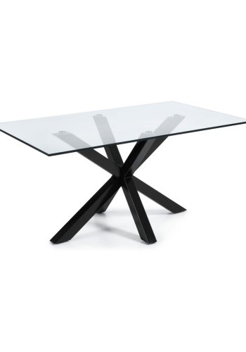 KAVE HOME Argo spisebord, rektangulr - klar glas og sort stl (180x100)