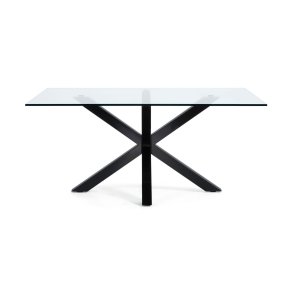 KAVE HOME Argo spisebord, rektangulr - klar glas og sort stl (180x100)