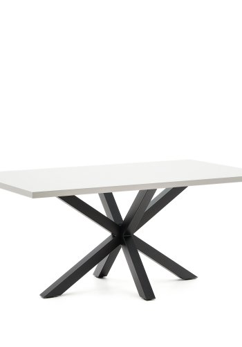 KAVE HOME Argo spisebord, rektangulr - hvid melamin og sort stl (180x100)