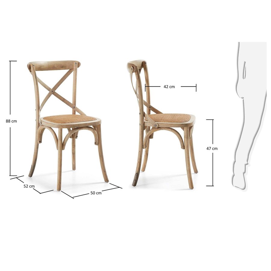 KAVE HOME Silea spisebordsstol - natur rattan og elm