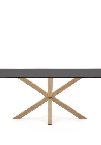KAVE HOME Argo spisebord, rektangulr - matteret sort glas og stl med trfinish (200x100)