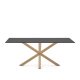 KAVE HOME Argo spisebord, rektangulr - matteret sort glas og stl med trfinish (200x100)