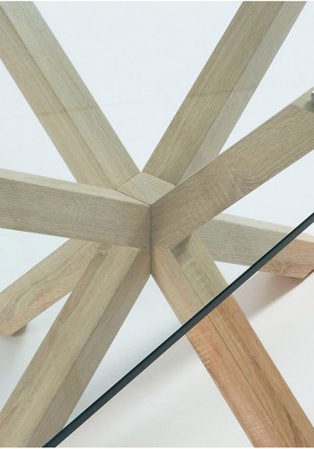 KAVE HOME Arya spisebord - klar glas og natur stl (200x100)