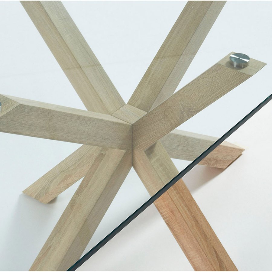 KAVE HOME Arya spisebord - klar glas og natur stl (200x100)