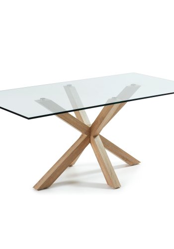 KAVE HOME Arya spisebord - klar glas og natur stl (200x100)