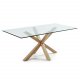 KAVE HOME Arya spisebord - klar glas og natur stl (200x100)