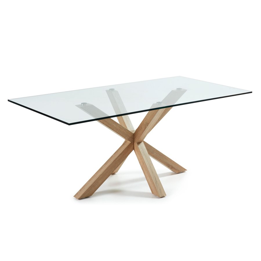 KAVE HOME Arya spisebord - klar glas og natur stl (200x100)
