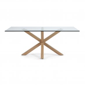 KAVE HOME Arya spisebord - klar glas og natur stl (200x100)