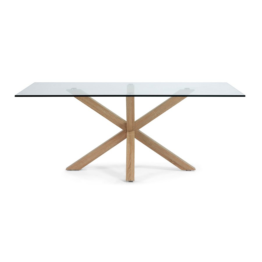 KAVE HOME Arya spisebord - klar glas og natur stl (200x100)