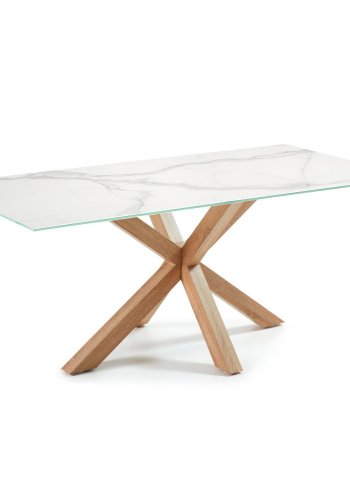 KAVE HOME Argo spisebord, rektangulr - hvid porceln og natur stl med treffekt (200x100)