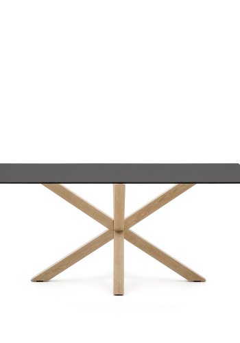KAVE HOME Argo spisebord, rektangulr - matteret sort glas og stl med Sonoma trfinish (180x100)