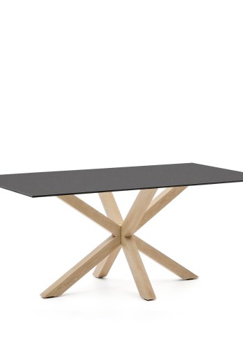 KAVE HOME Argo spisebord, rektangulr - matteret sort glas og stl med Sonoma trfinish (180x100)