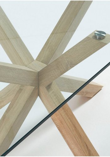 KAVE HOME Arya spisebord - klar glas og natur stl (180x100)
